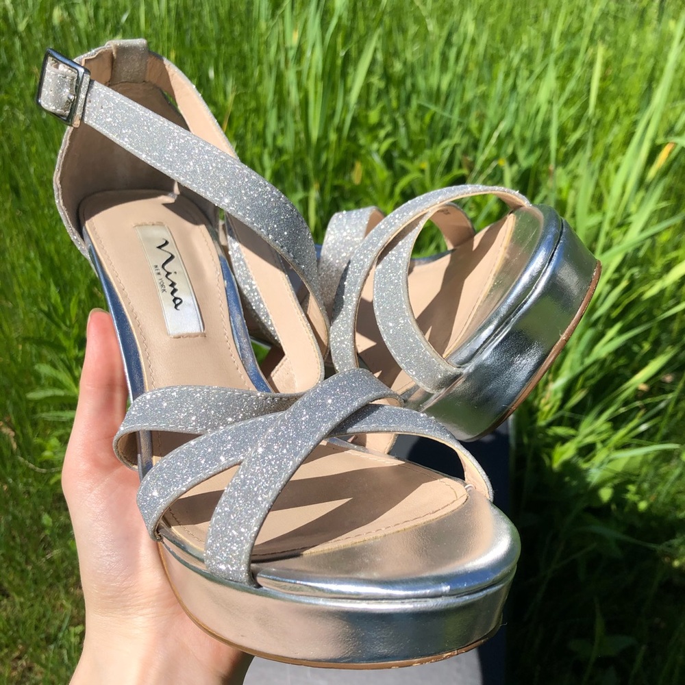 Silver Glitter Heels